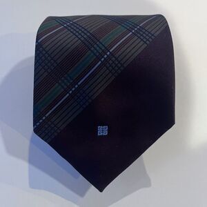 Vintage Givenchy Monsieur‎ Necktie Striped Tie Designer Polyester Brown 57L 3W